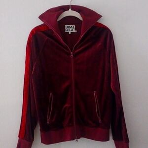 PAM & GELA Burgandy Velvet Track Jacket